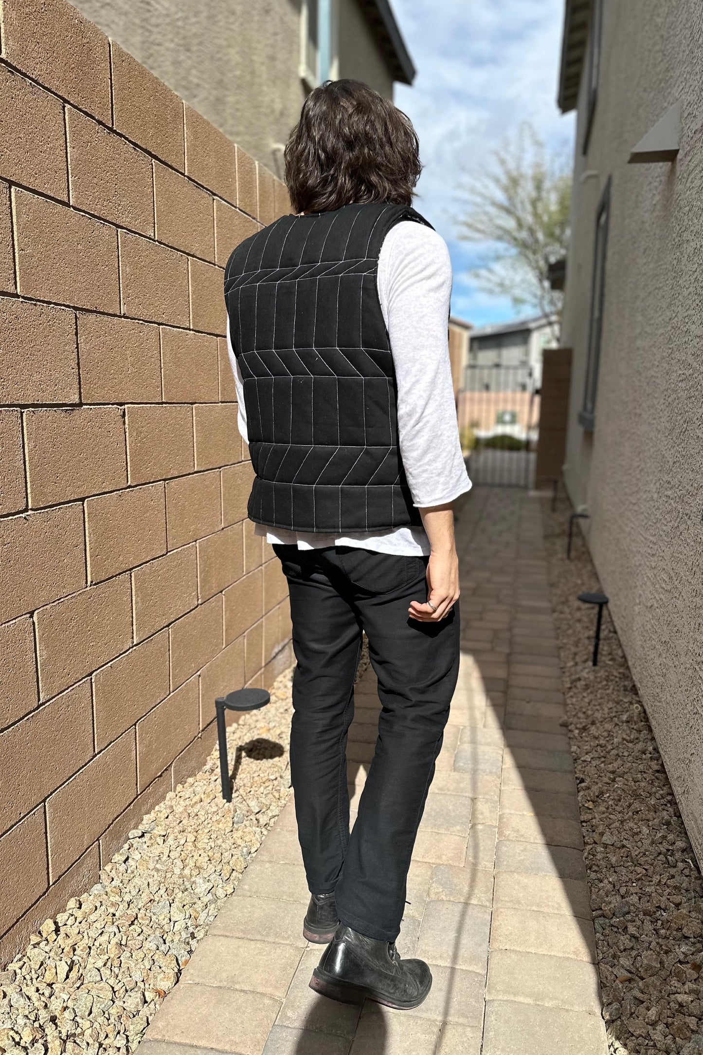 Obsidian Grid Puffer Vest (Reversible)