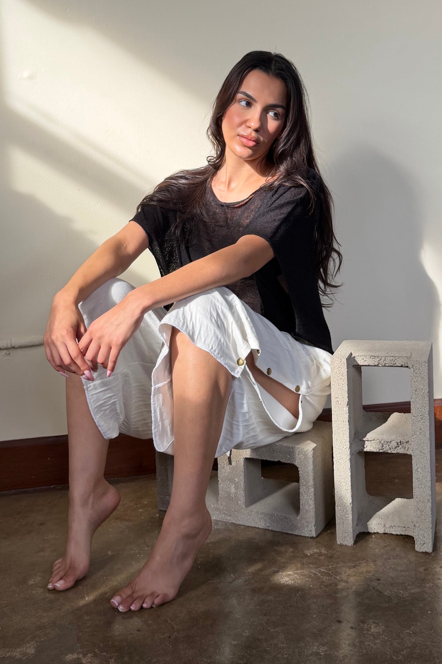 Adjustable Hem Capri