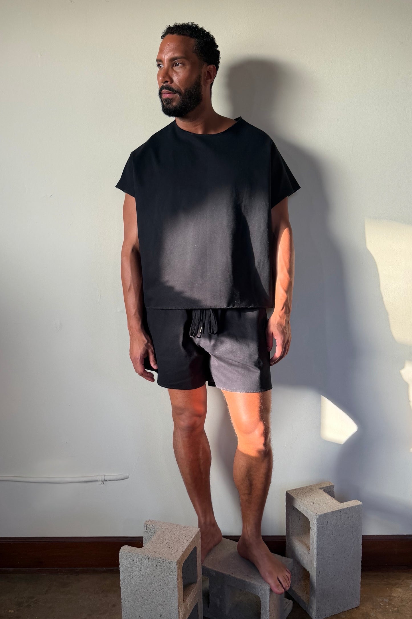 Drop Shoulder Tee Brushed Denim