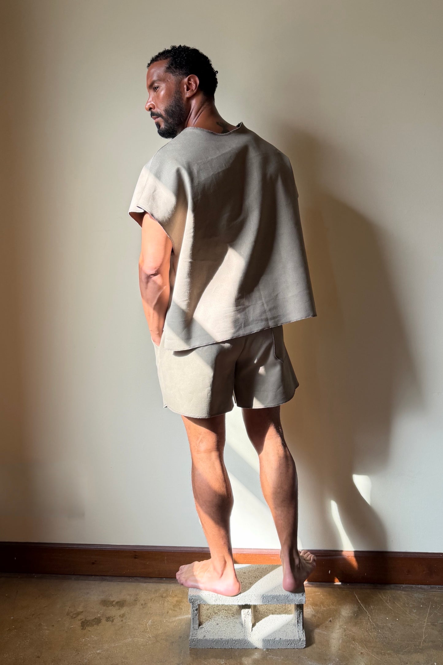 Drop Shoulder Tee Brushed Denim