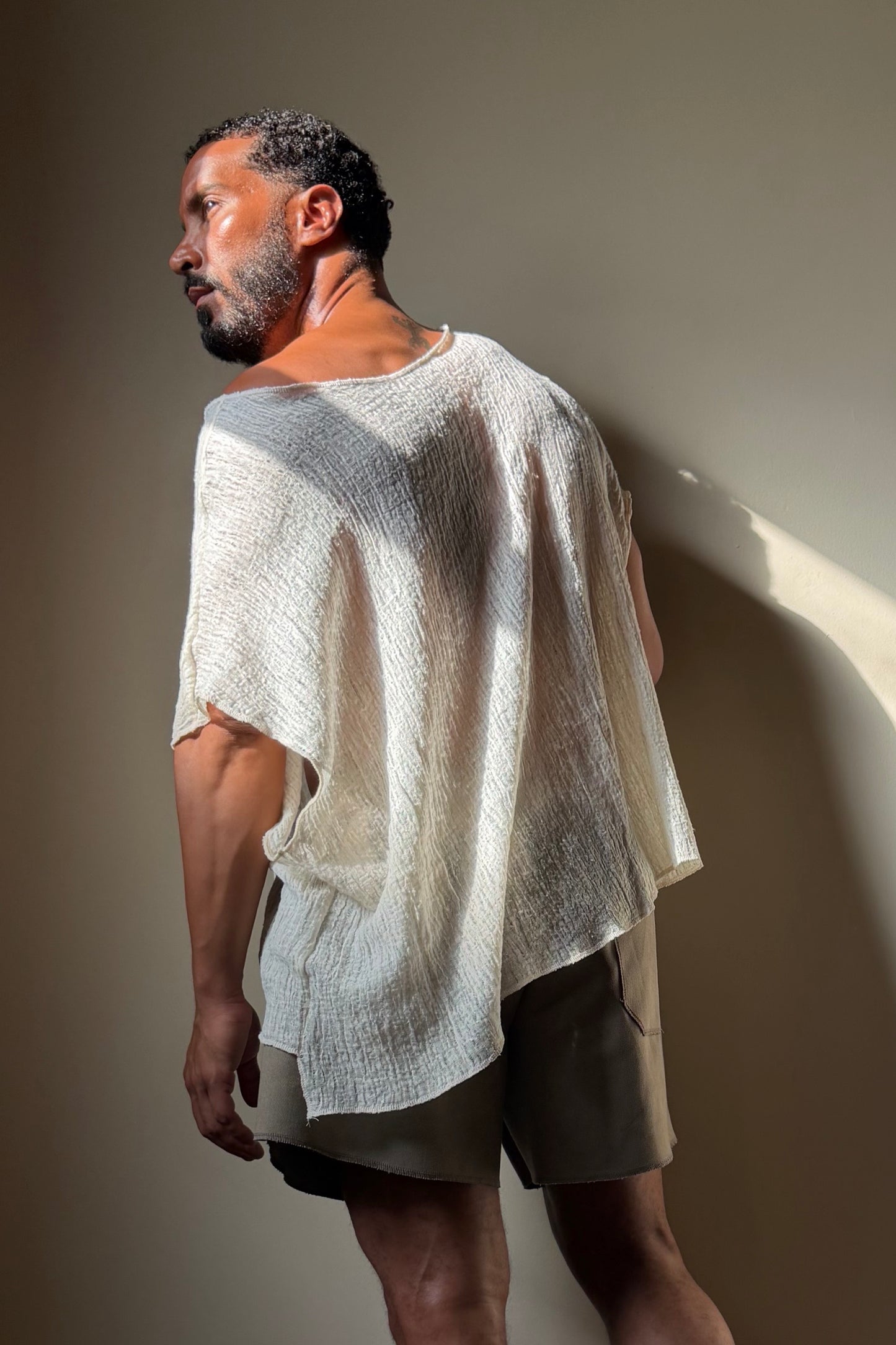 Drop Shoulder Tee Natural Gauze