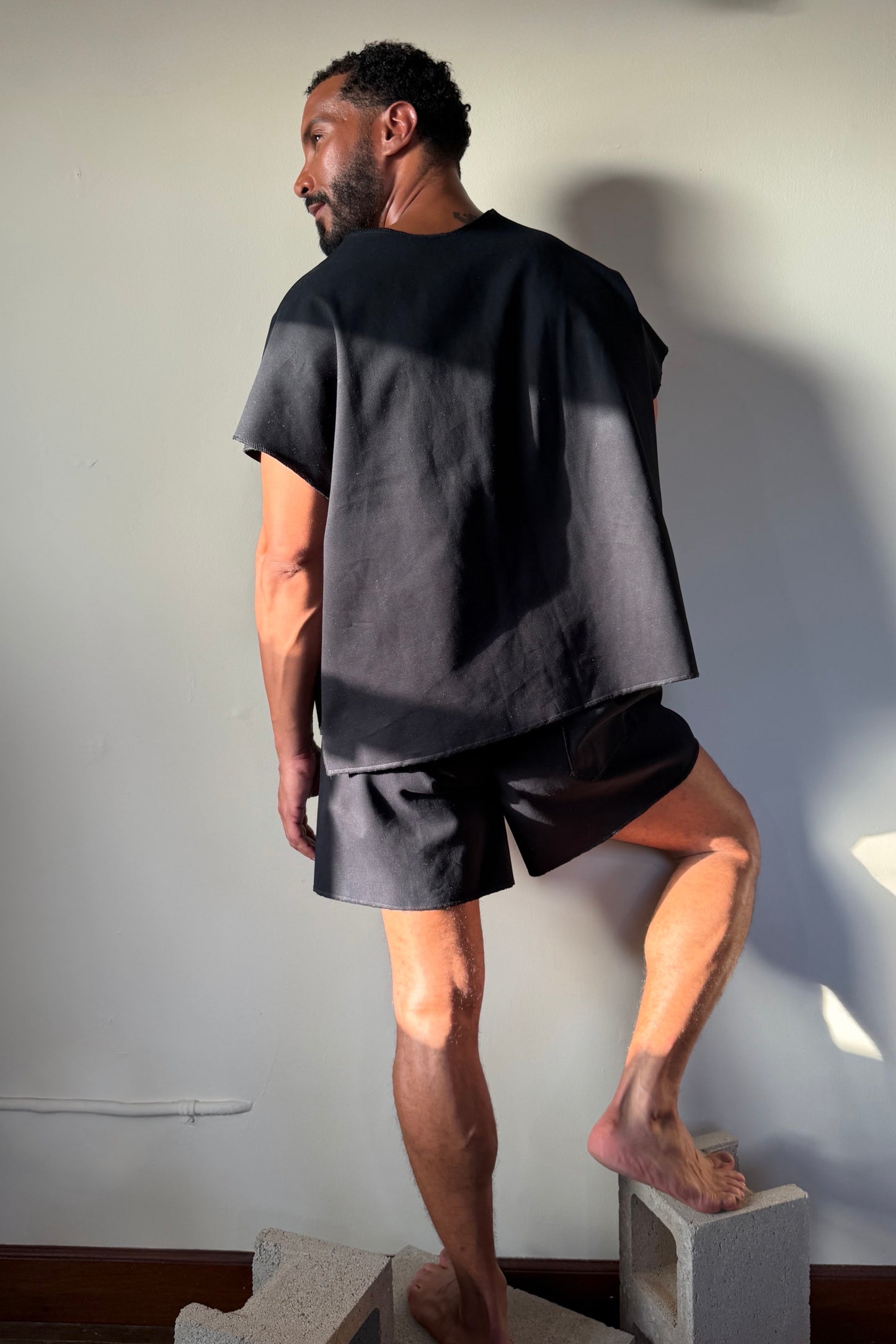 Drop Shoulder Tee Brushed Denim