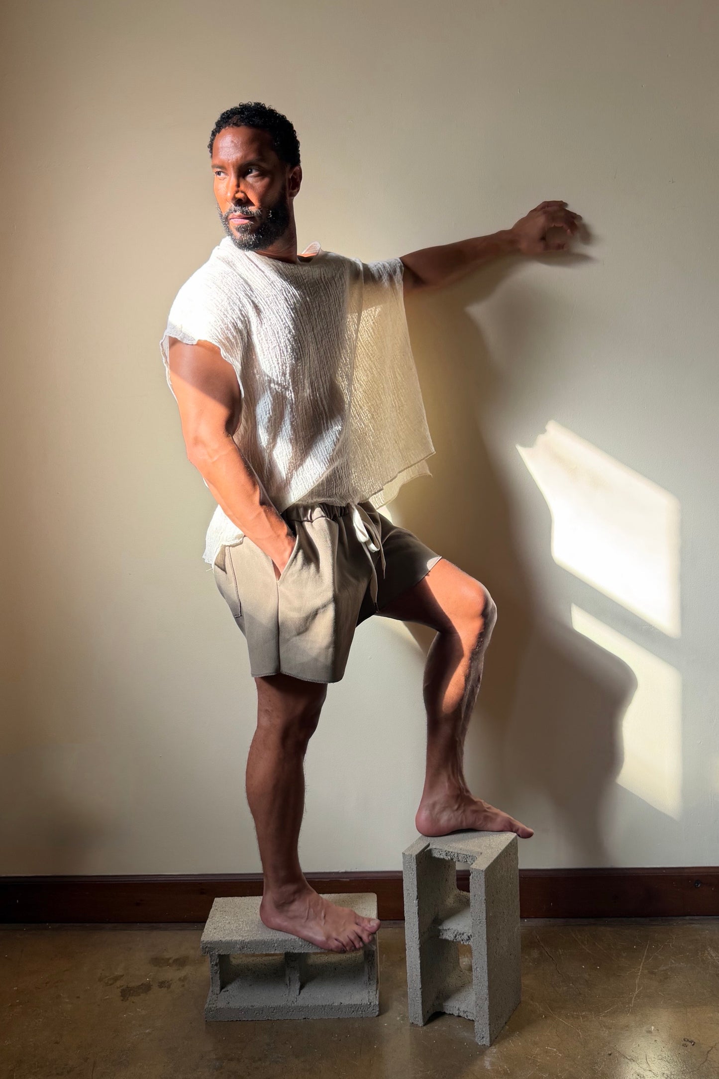 Drop Shoulder Tee Natural Gauze