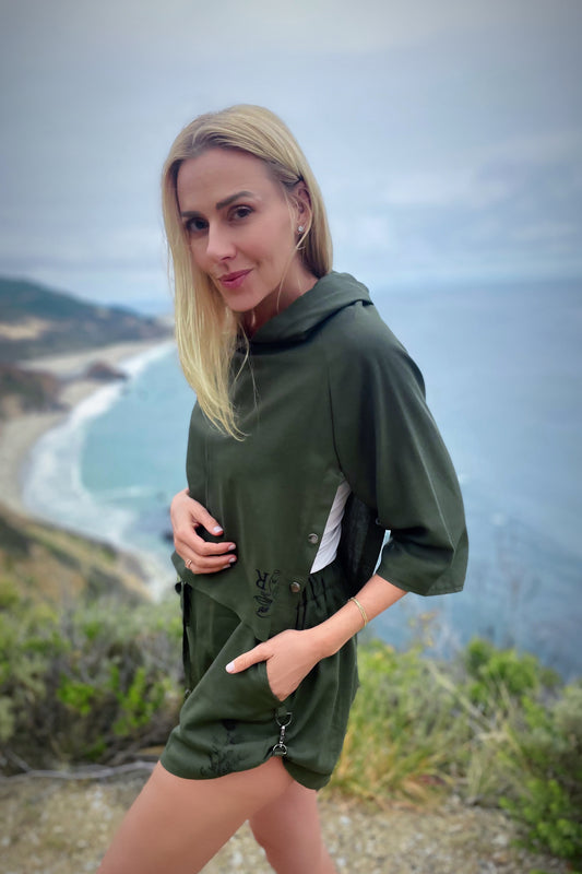 Lowlight Crop Hoodie Olive