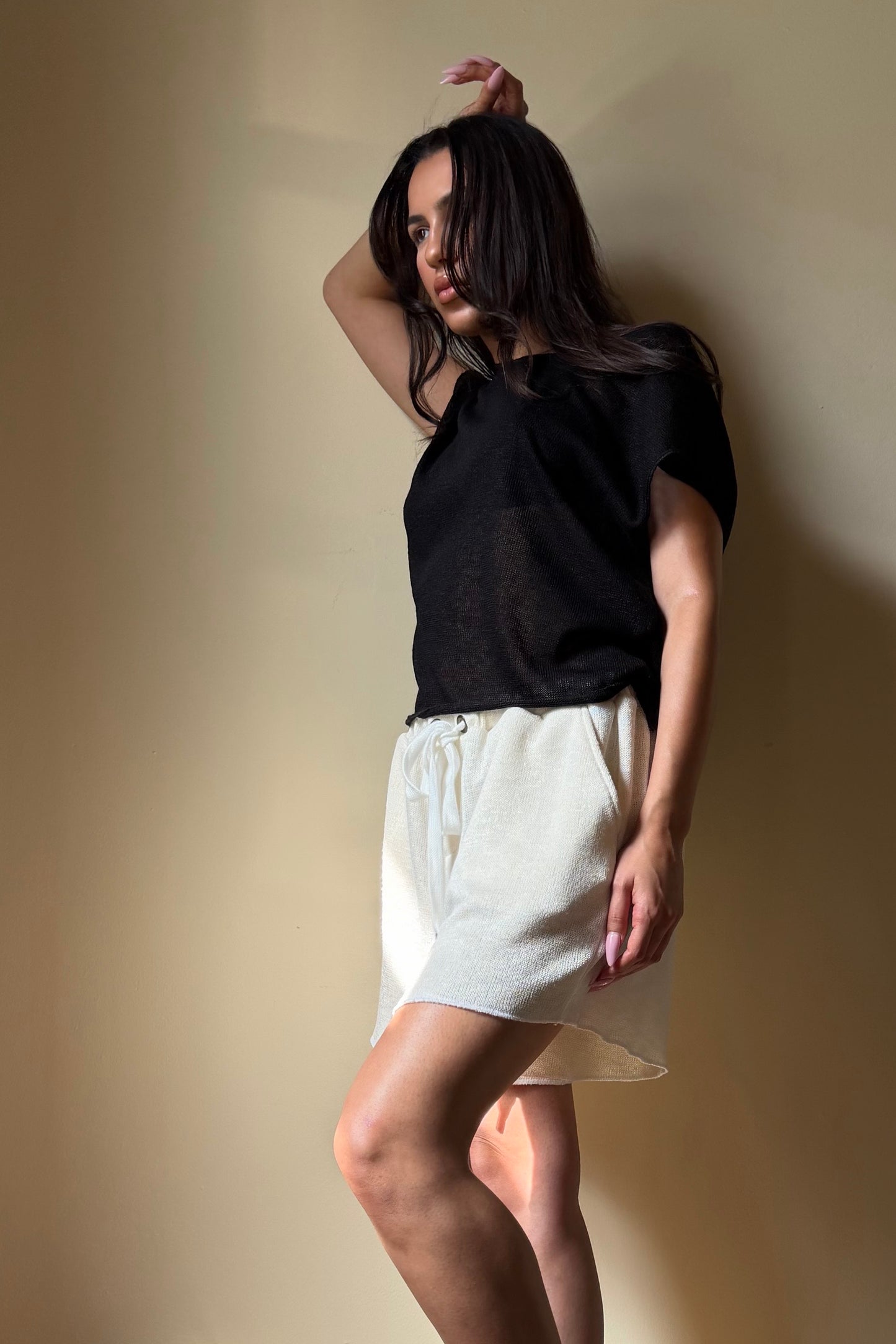 Fitted Drop Shoulder Tee Cotton Knit