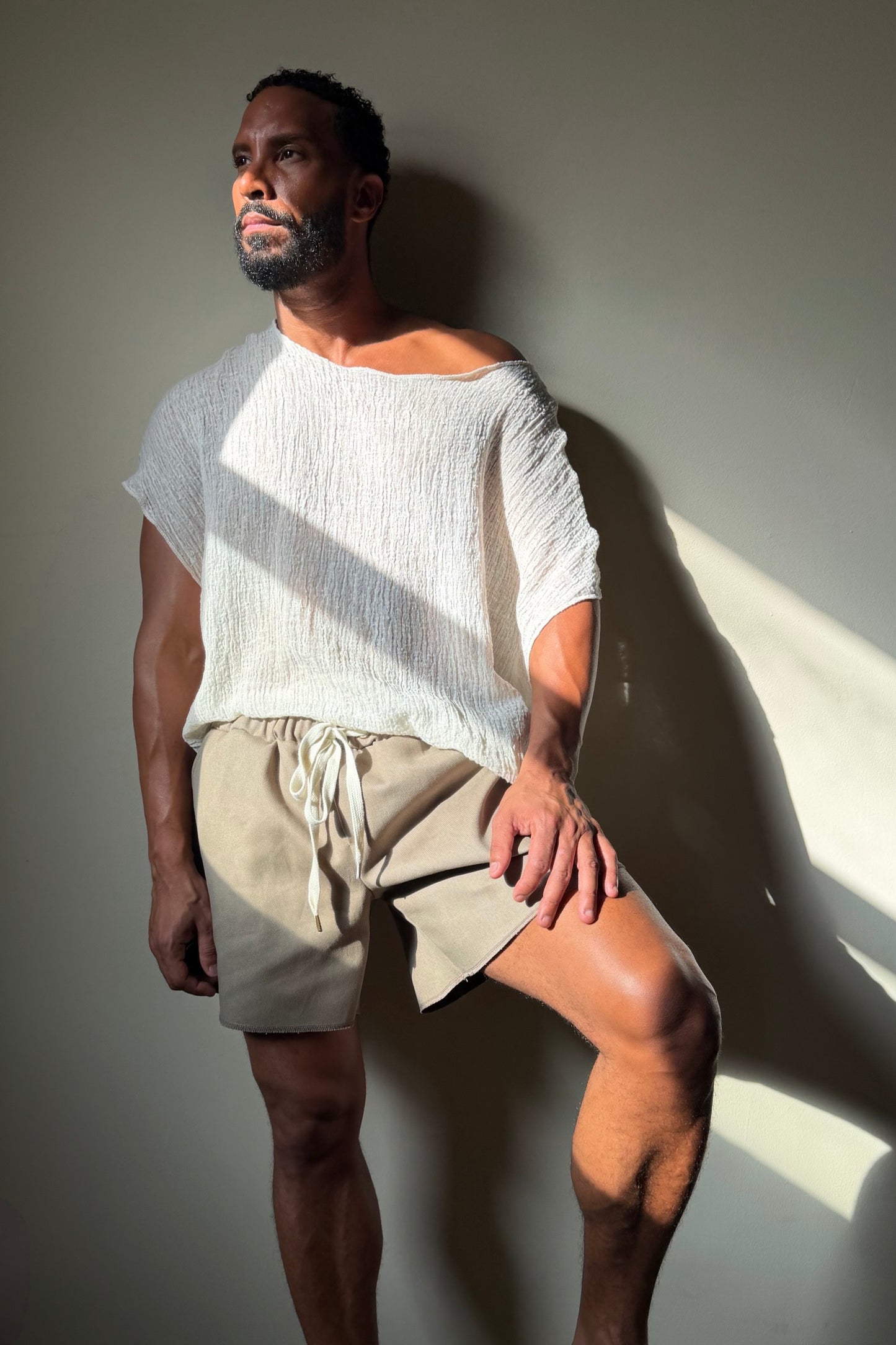 Drop Shoulder Tee Natural Gauze