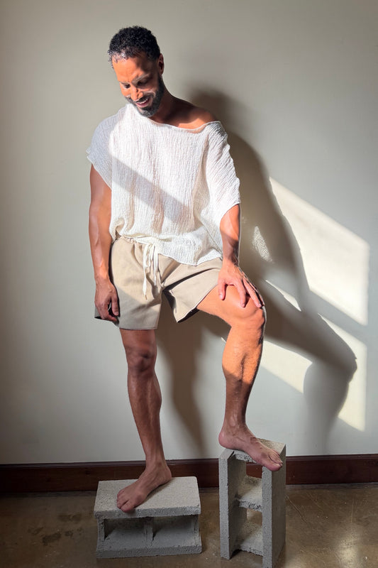 Drop Shoulder Tee Natural Gauze