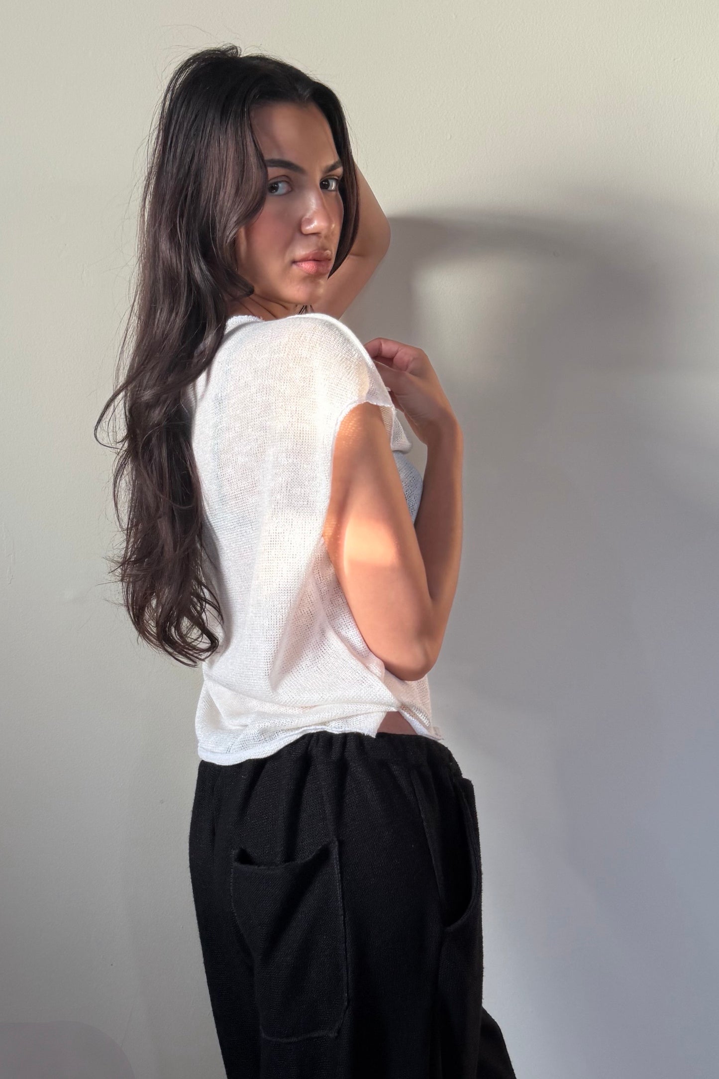 Fitted Drop Shoulder Tee Cotton Knit
