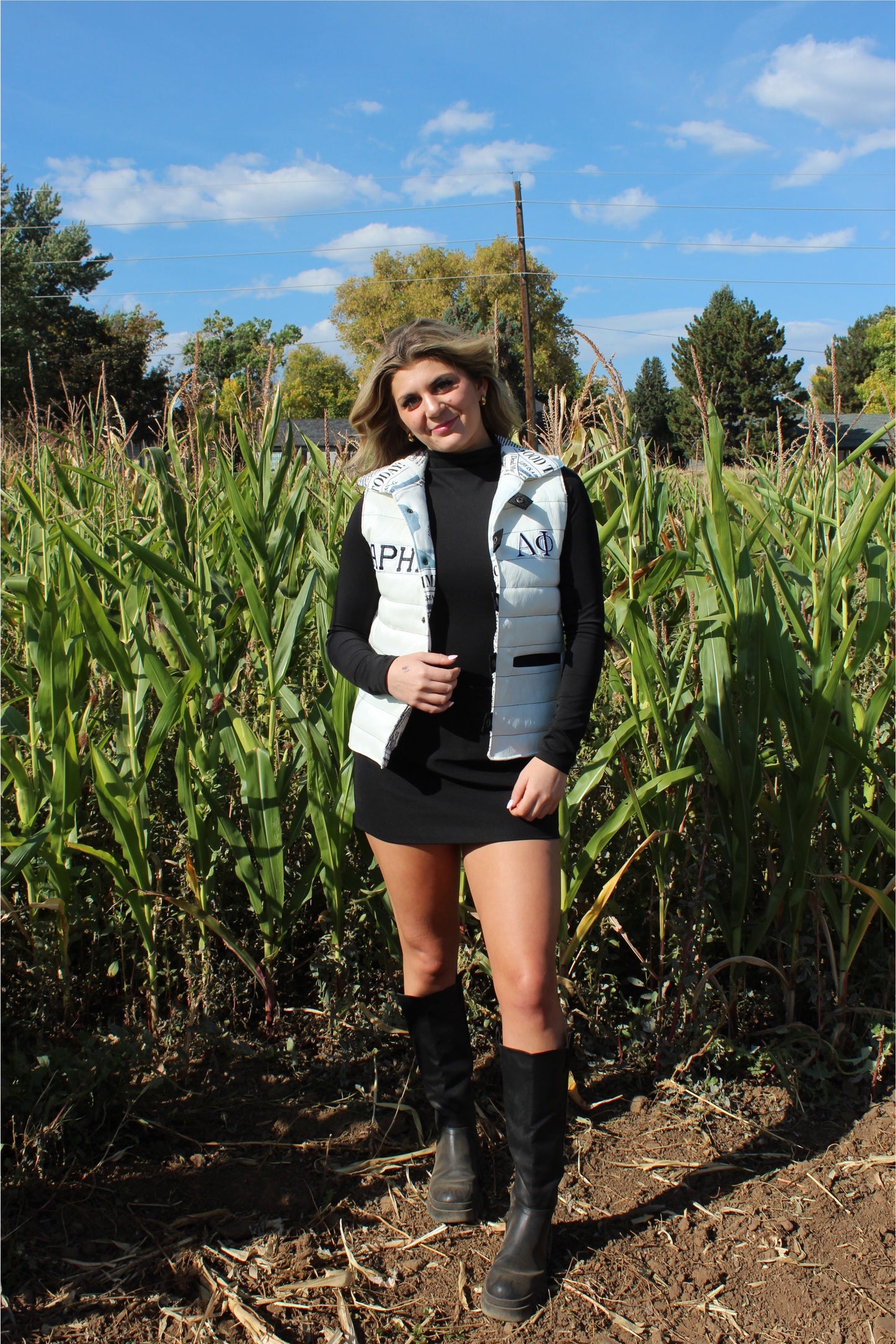 *Customizable* Upcycled CU Alpha Phi Puffer Vest