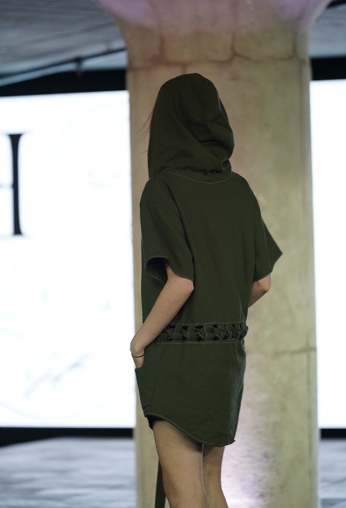 Unisex 2 Piece Convertible Olive Lace Hooded Tee & Dress