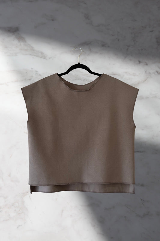 Fitted Drop Shoulder Tee Brushed Denim
