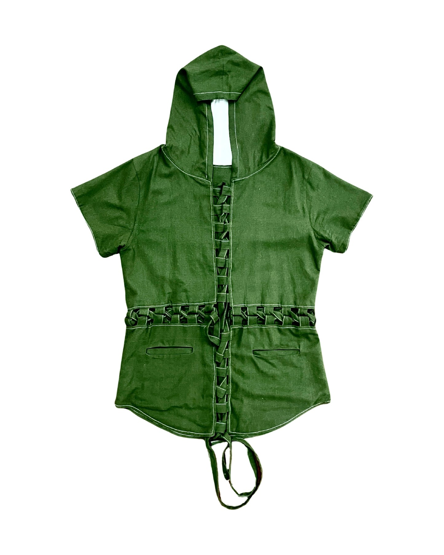 Unisex 2 Piece Convertible Olive Lace Hooded Tee & Dress